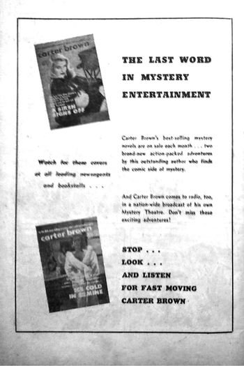 Carter Brown [The last word in mystery entertainment] (1958?)