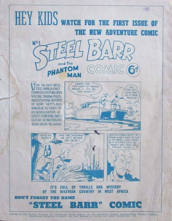 Steel Barr and the Phantom Man Comics No. 1 (1951?)