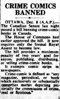 Crime Comics Banned