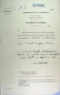 Hubble - Application for Registration of Copyright 1/3