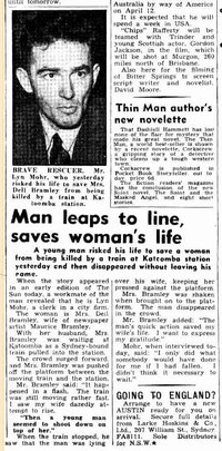 Man Leaps to Line, Saves Woman's Life [Maurice Bramley]