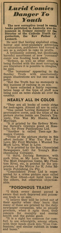 Lurid Comics Danger to Youth [The Journalist (Sydney: Australian Journalists' Association) August 1951]