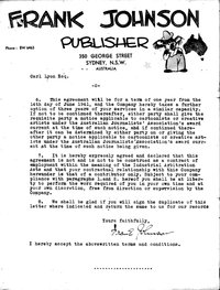 Frank Johnson Publisher [Letter of contract, Carl Lyon, page 2] 1941?