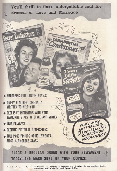 Secret Confessions. Confidential Confessions. True Life Secrets 1959?–1967?