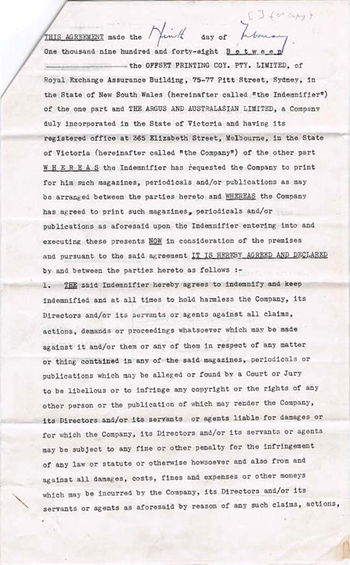 OPC printing agreement [page 1] (1948)