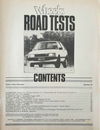 Wheels Road Tests (KG Murray, 1970? series) #40 — Contents (page 1)