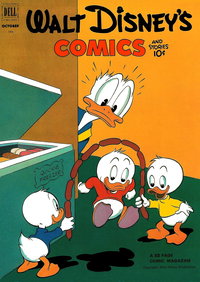 Walt Disney's Comics and Stories (Dell, 1940 series)  v13#1 (145) (October 1952) — Huey, Dewey and Louie Jumping Rope with Frankfurters