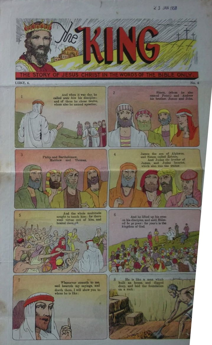 The King: the Story of Jesus Christ in the Words of the Bible Only (S. John Bacon, 1949 series) #6 ([January 1950?])