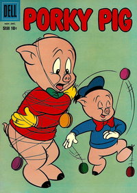 Porky Pig (Dell, 1952 series)  #61 (November-December 1958) — Untitled [Tangled Up in Yo-yos]