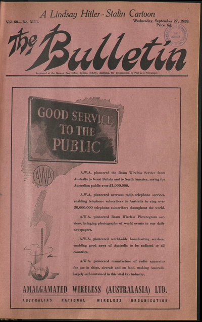 The Bulletin  v60#3111 (27 September 1939)