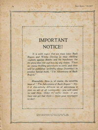 Buck Rogers Special (Fitchett, 1937 series)  #4 ([November 1939?]) — Important Notice!