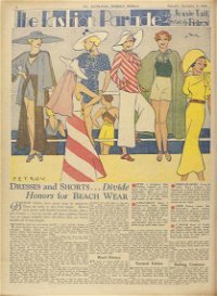 The Australian Women's Weekly (Sydney Newspapers Ltd., 1933 series) v2#22 — Dresses and Shorts… Divide Honors for Beach Wear (page 1)