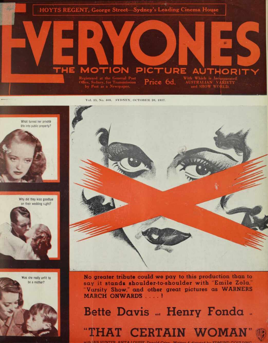 Everyones: The Motion Picture Authority (Whitmarks, 1920? series) v15#408 (20 October 1937)
