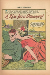A Kiss for a Dreamer! (<span class="fw-500">Girls' Romances</span>  #39 (June-July 1956)), page 1