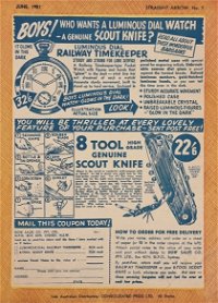 Straight Arrow Comics (Red Circle, 1950 series) #7 — Boys! Who Wants a Luminous Dial Watch - A Genuine Scout Knife? (page 1)
