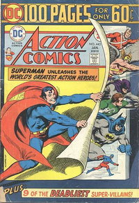 Action Comics (DC, 1938 series)  #443 (January 1975) — Superman Unleashes The World's Greatest Action Heroes!