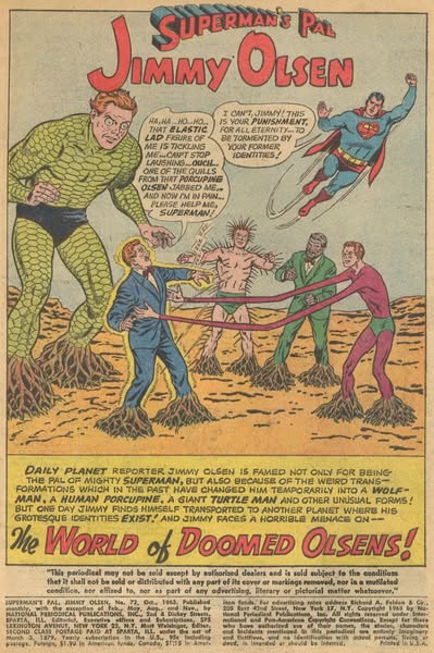 The World of Doomed Olsens! (<span class="fw-500">Superman's Pal, Jimmy Olsen</span>  #72 (October 1963)), page 1