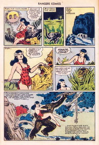 "Down the twisting stream plowed the river craft..." (<span class="fw-500">Rangers Comics</span>  #28 (April 1946)), page 3