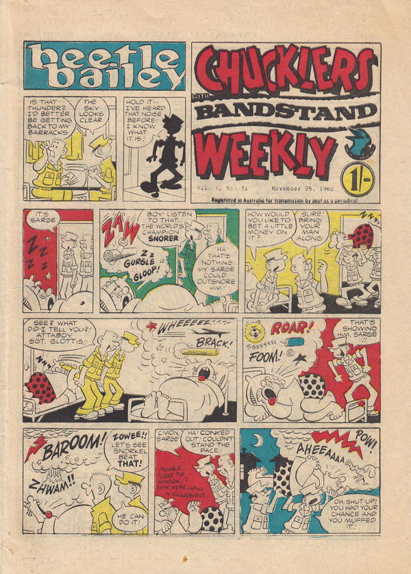 Chucklers Weekly with Bandstand (Chucklers, 1960 series) v7#31 (25 November 1960)