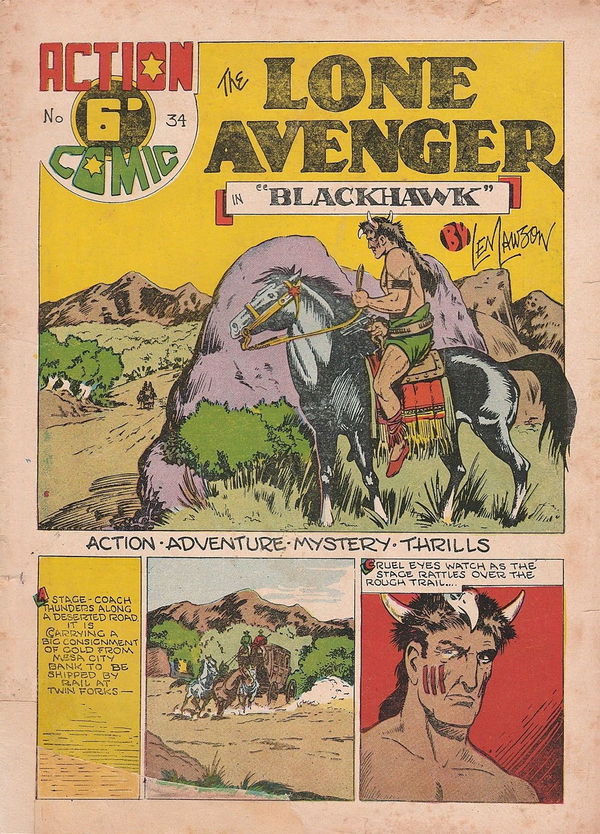 Action Comic (Leisure Productions, 1948 series) #34 ([1949?]) —The Lone Avenger