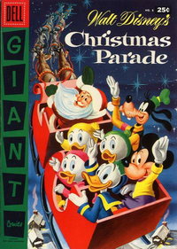 Walt Disney's Christmas Parade (Dell, 1949 series)  #8 (December 1956) — Duck family in Santa's sleigh