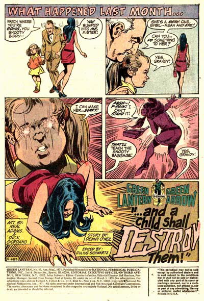 ...And a Child Shall Destroy Them! (<span class="fw-500">Green Lantern</span>  #83 (April-May 1971)), page 1