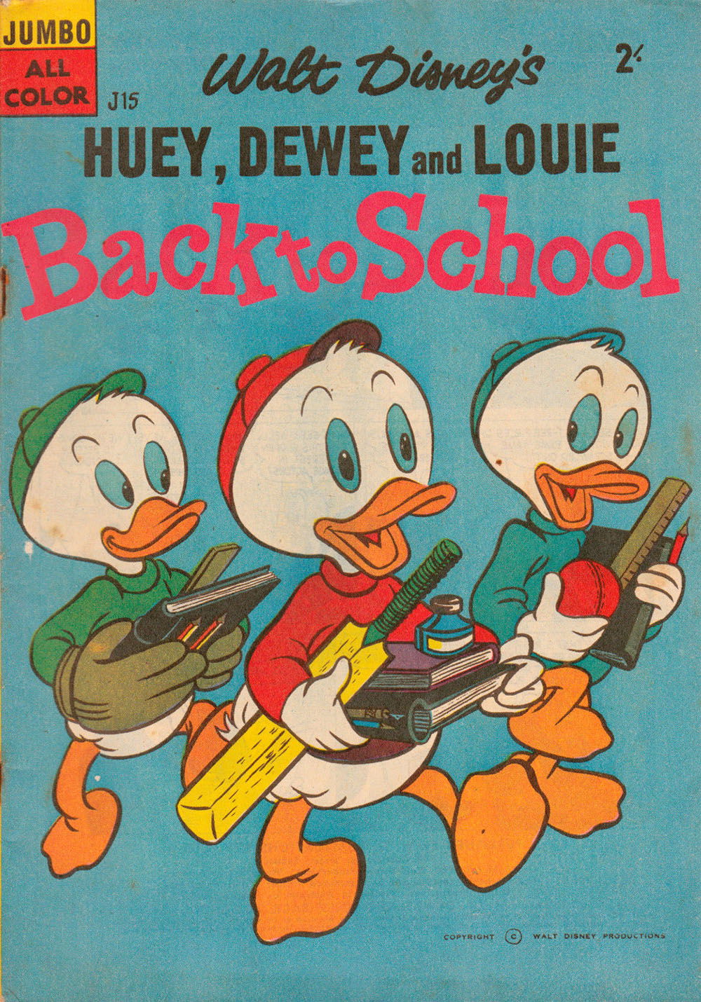 Walt Disney's Jumbo Comics [J Series] (WG Publications, 1955 series) #J15 — Walt Disney's Huey, Dewey and Louie Back to School (1960)
