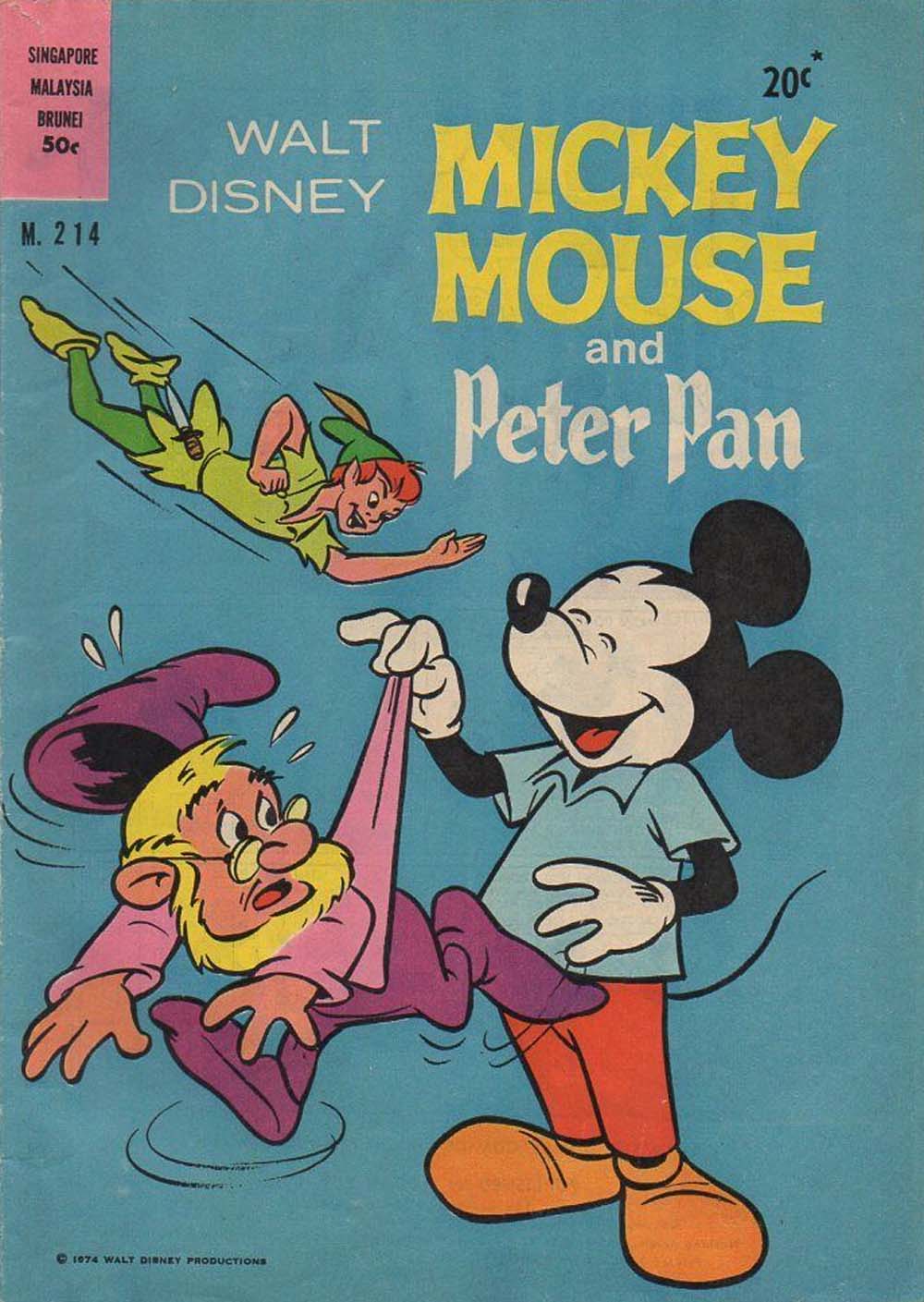 Walt Disney Mickey Mouse [M series] (Wogan, 1974 series) #M.214 — Walt Disney Mickey Mouse and Peter Pan ([1974])