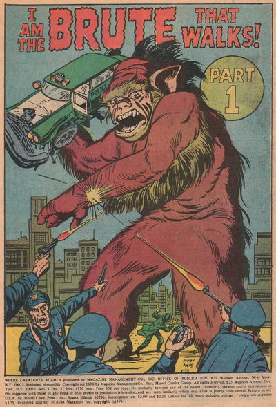 I Am the Brute That Walks! (<span class="fw-500">Where Creatures Roam</span>  #1 (July 1970)), page 1