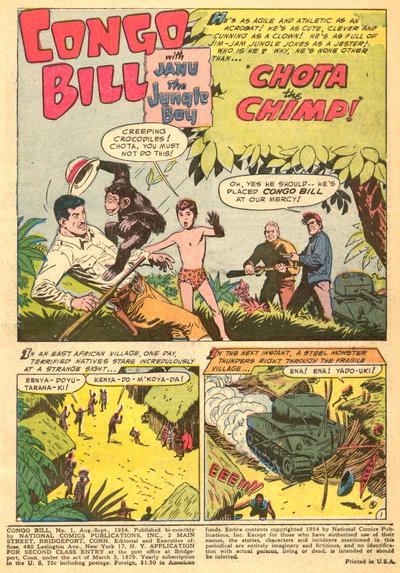 Chota the Chimp (<span class="fw-500">Congo Bill</span>  #1 (August-September 1954)), page 1