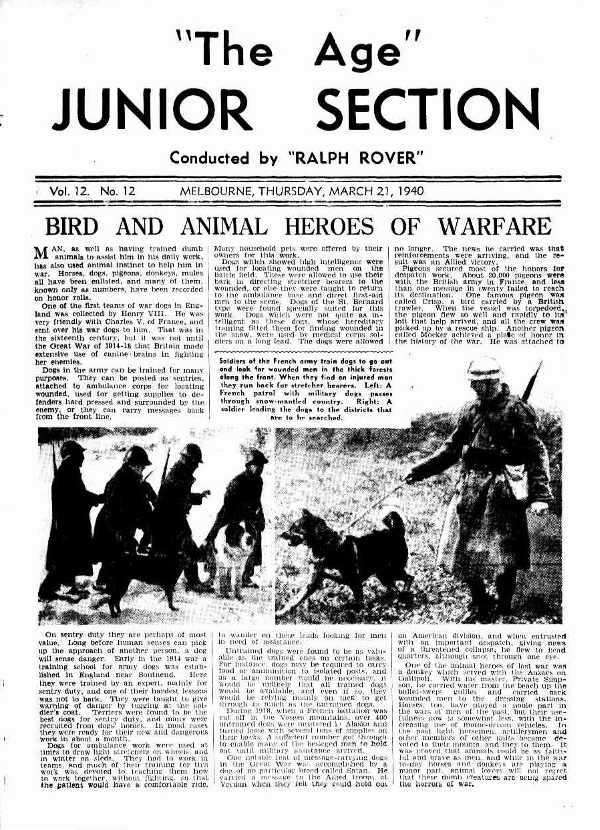 The Age Junior Section (Unknown, 1937? series) v12#12 (21 March 1940)