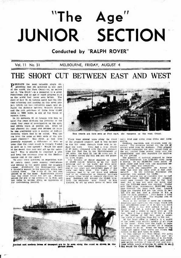The Age Junior Section (Unknown, 1937? series) v11#31 (4 August 1939)