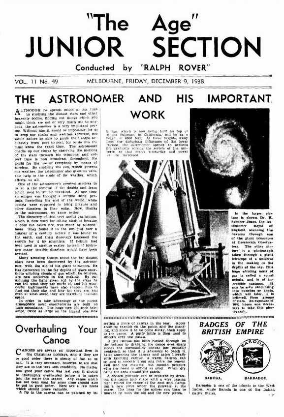The Age Junior Section (Unknown, 1937? series) v11#49 (9 December 1938)