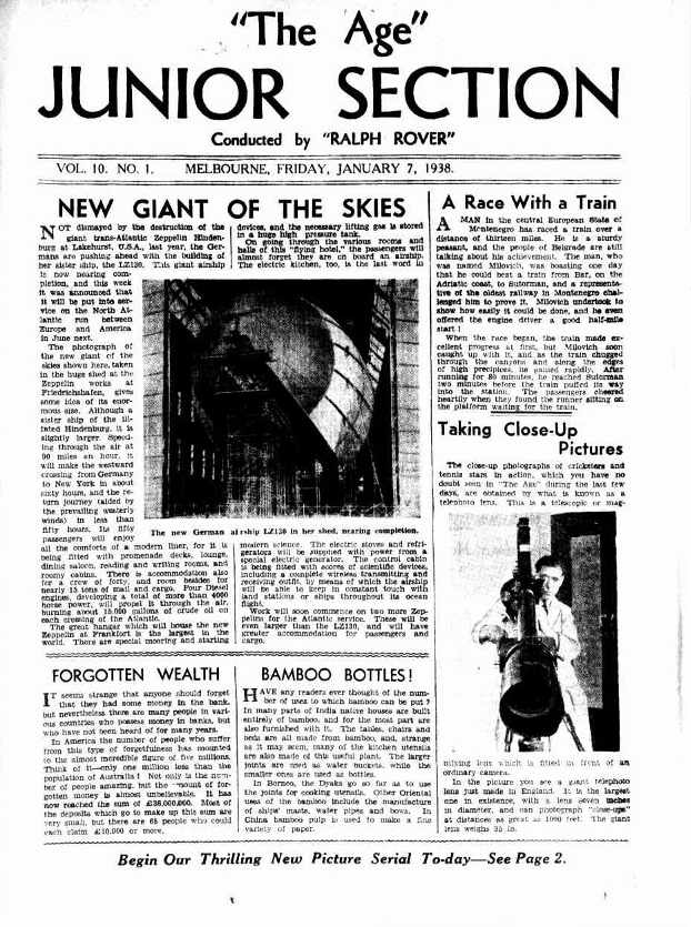 The Age Junior Section (Unknown, 1937? series) v10#1 (7 January 1938)