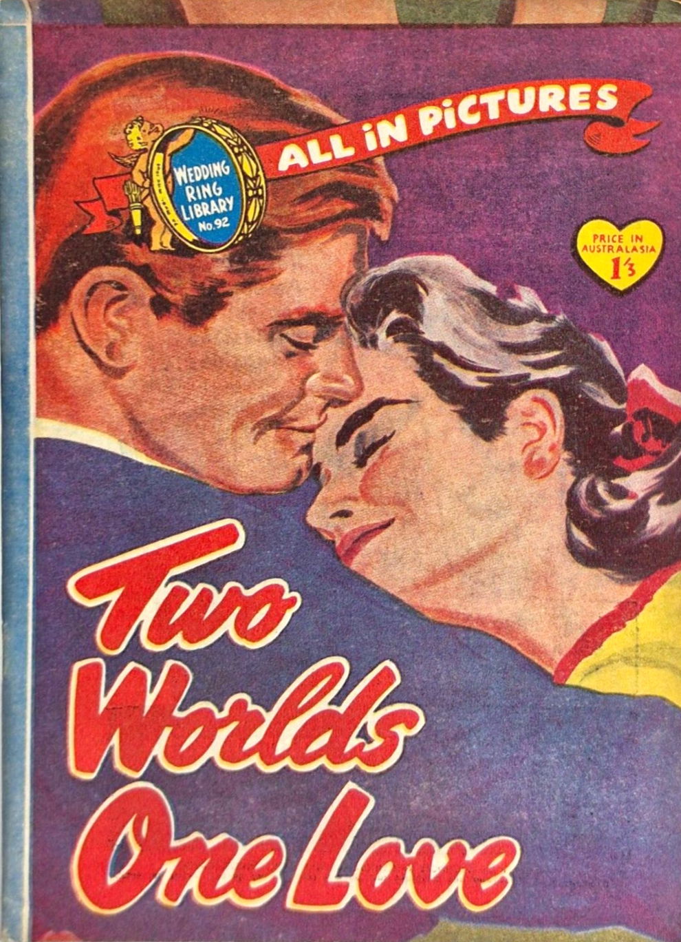 Wedding Ring Library (Jubilee, 1958? series) #92 — Two Worlds One Love ([October 1959?])
