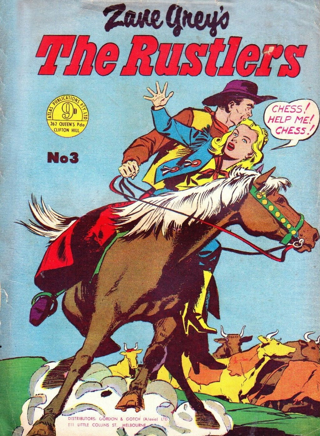 Zane Grey's (Atlas, 1955 series) #3 — The Rustlers (October 1953)