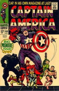 Captain America (Marvel, 1968 series)  #100 (April 1968) — Cap in his own magazine at last !