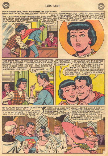 Superman's Girl Friend, Lois Lane (DC, 1958 series) #51 — The Terrible Secret of Mrs. Lois Superman! [The Three Wives of Superman! Part I] (page 1)