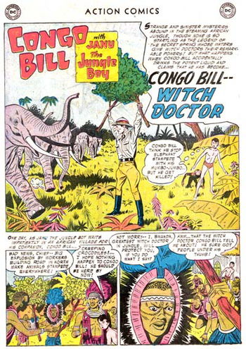 Action Comics (DC, 1938 series) #221 — Congo Bill--Witch Doctor (page 1)