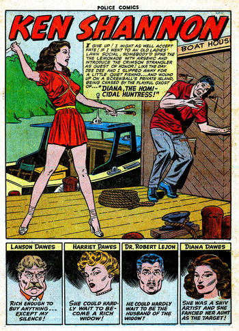 Police Comics (Quality, 1941 series) #111 — Diana the Homicidal Huntress (page 1)