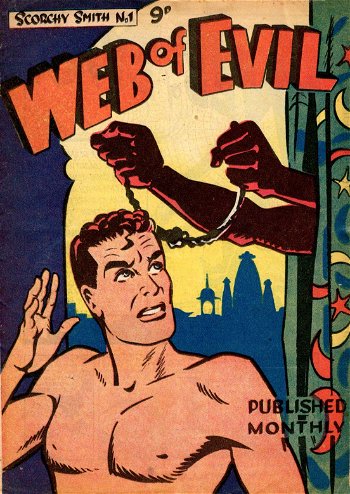Scorchy Smith (Pyramid, 1955? series) #1 ([1955?]) —Web of Evil