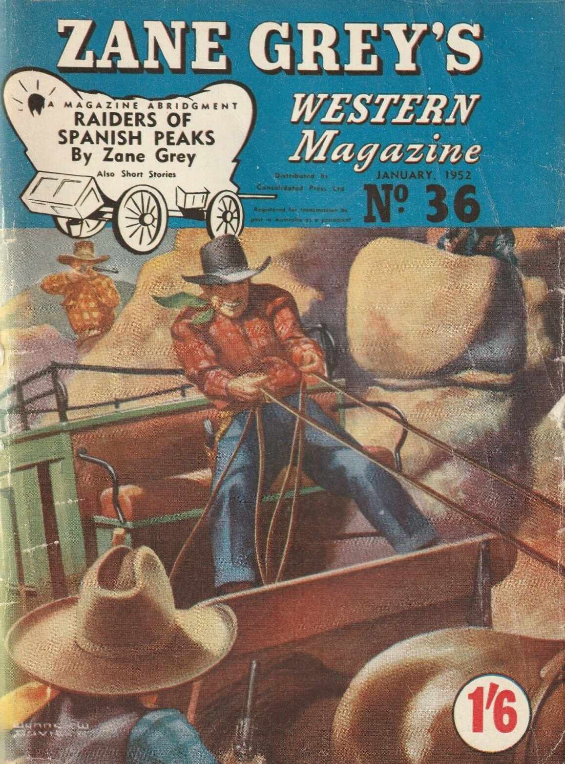 Zane Grey's Western Magazine (Shakespeare Head, 1949 series) #36 — Raiders of Spanish Peaks (January 1952)
