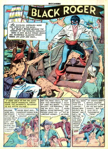 Buccaneers (Quality, 1950 series) #19 — "The Moslem corsairs were the terror…" (page 1)