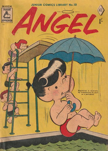 Untitled [Angel jumps into a pool with an umbrella]