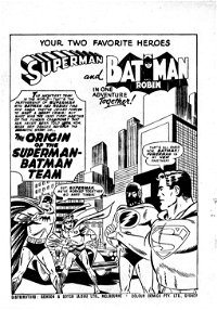 Super Adventure Comic (Colour Comics, 1950 series) #98 — The Origin of the Superman-Batman Team (page 1)