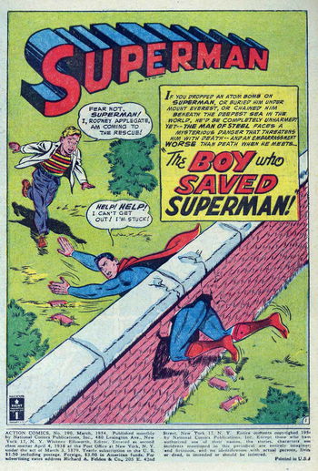 Action Comics (DC, 1938 series) #190 — The Boy Who Saved Superman (page 1)