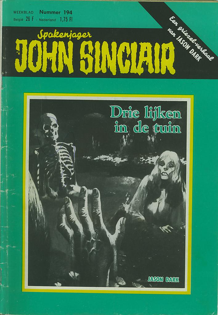 Spokenjager John Sinclair (Distrigo Uitgeverij, 1979 series) #194 — Drie lijken in de tuin (14 December 1983)