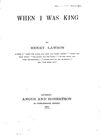 When I Was King (A&R, 1905)  — When I Was King (page 1)