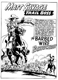 Trail Blazers of the West (Murray, 1981?)  — The Barbed Wire Barricade! (page 1)