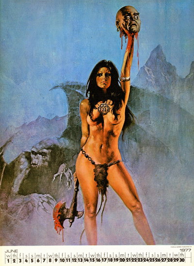Warren 1977 Calendar featuring Vampirella and Other Girls (Warren, 1977 series) [nn] (1976) — June